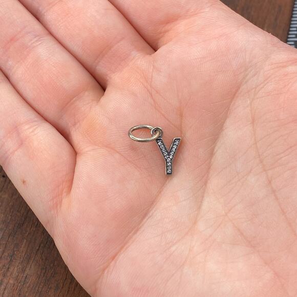 Pandora Sterling Silver Alphabet Letter Y Dangle with Clear Zirconia 791337CZ - Picture 1 of 5